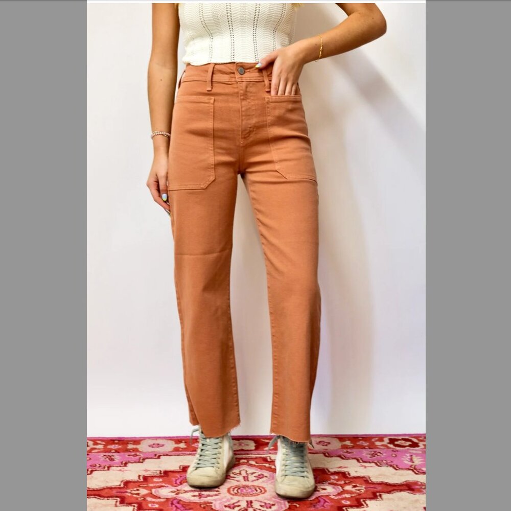 Just Black Nautical Wide Leg Jeans Pants Store Cinnamon Orange size 26  / 2